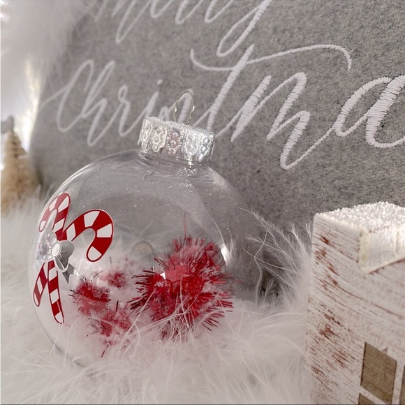 Candy Cane Pom Pom Ornament - Picture 3 of 5